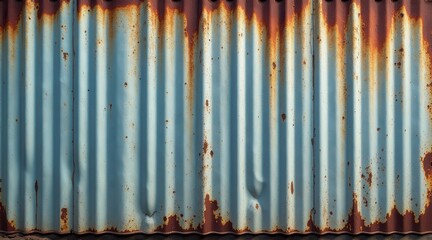 Obraz premium Rustic Weathered Corrugated Metal Surface Texture A Detailed Close-Up of Aged, Rust-Patina Steel Sheet