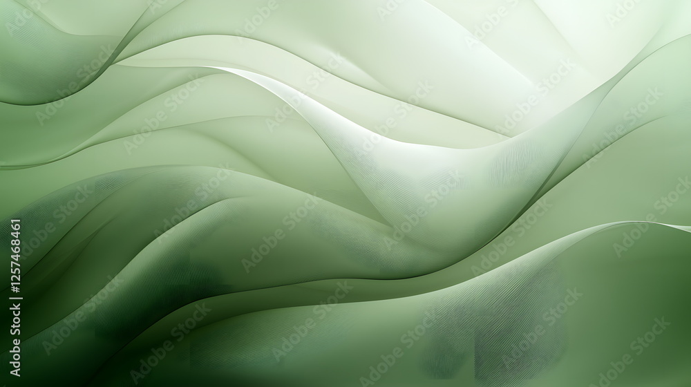 Poster soft green waves flowing gracefully across a soothing abstract background creating a tranquil atmosp