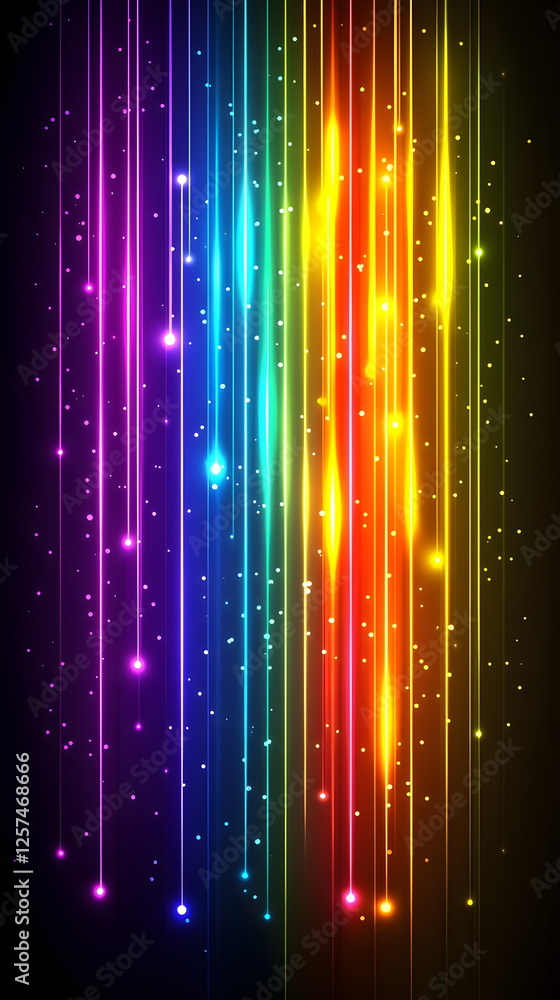 Aufkleber colorful light streaks on a dark background with sparkling particles creating a vibrant visual effec
