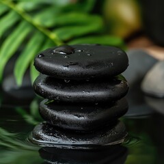 Tranquil spa stones, water, zen garden, relaxation