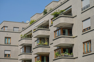 Obraz premium Neubauten, Windeckstraße, Ostend, Frankfurt am Main, Hessen, Deutschland