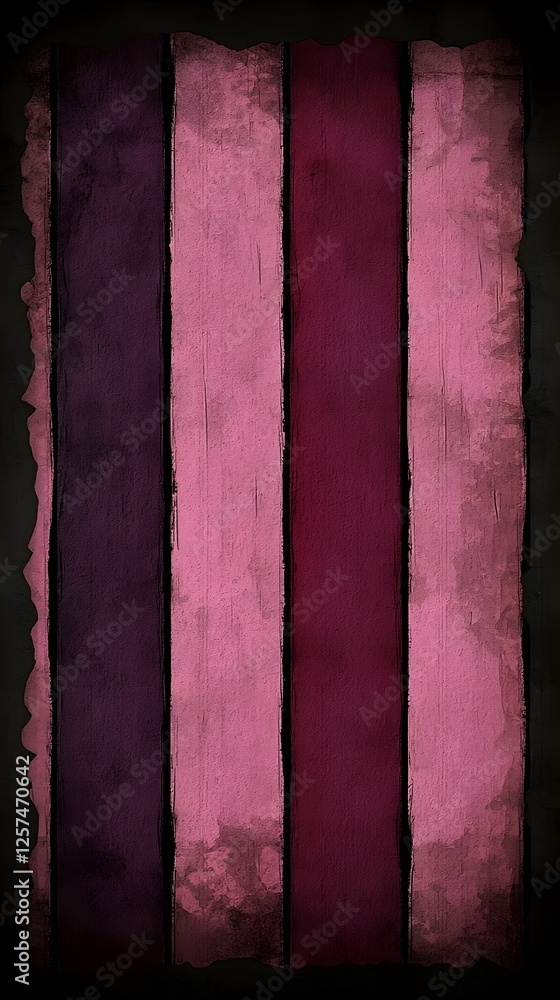 Poster purple and pink vertical stripes on a textured surface with a dark background creating an artistic v
