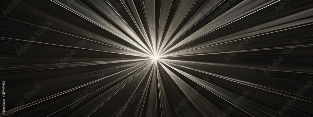 Wall mural abstract minimalist composition with radial lines emanating from the center on black background. fea