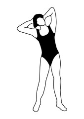 Illustration of gymnastics poses silhouettes, exercises