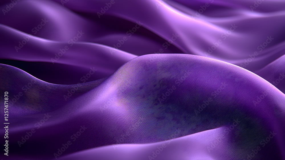 Poster soft purple fabric laying in gentle waves creating a luxurious textured pattern for background desig