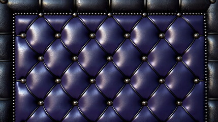 Elegant purple tufted leather panel with decorative buttons and dark contrast background design.