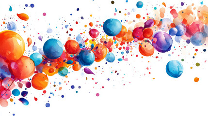Vibrant watercolor abstract design featuring colorful bubbles and splashes, perfect for artistic projects and celebrations. lively colors evoke joy and creativity
