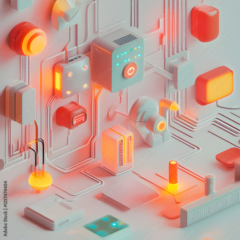 Aufkleber tech assemblage: a meticulously crafted composition of tech components, offering a futuristic glimps