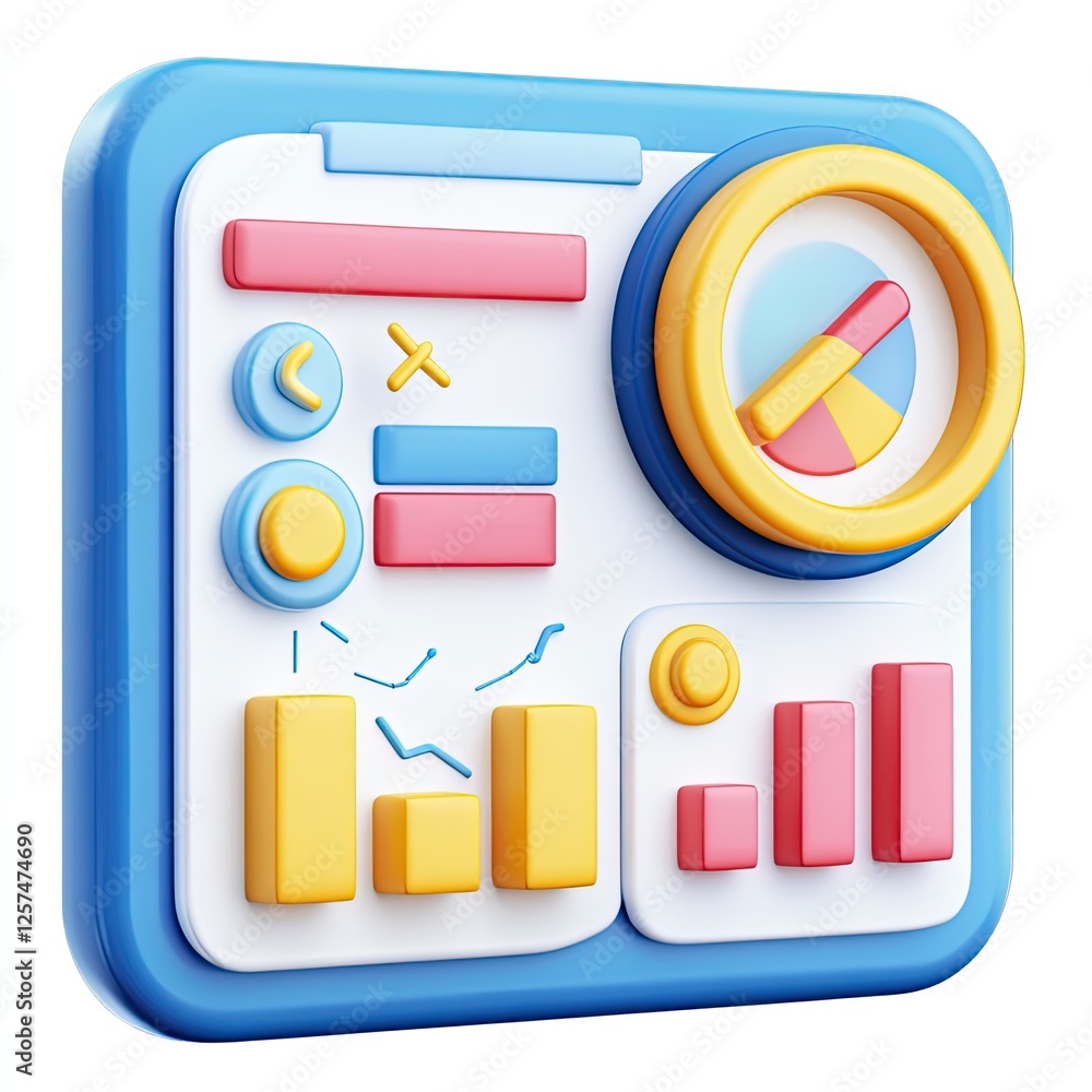 Poster 3d colorful dashboard icon isolated white background