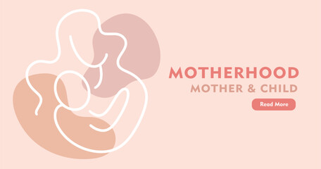 Mother and Baby One Line Website Web Page Template