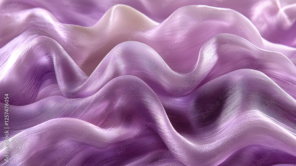 Poster soft lavender satin fabric draping elegantly in smooth waves creating a luxurious texture and feel.