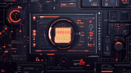 Obraz premium Illuminated CPU chip, digital interface, tech background, data visualization, website graphic