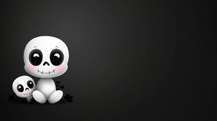 A couple of small white skulls sitting next to each other