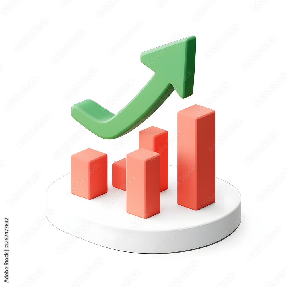 Aufkleber 3d growth chart icon on white background