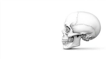 A drawing of a human skull on a white background