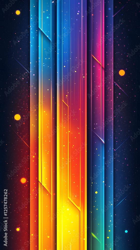 Aufkleber vibrant abstract geometric background with colorful lines and glowing elements in a dark space.