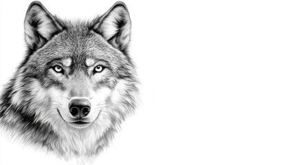 Naklejka premium a black and white drawing of a wolf's face