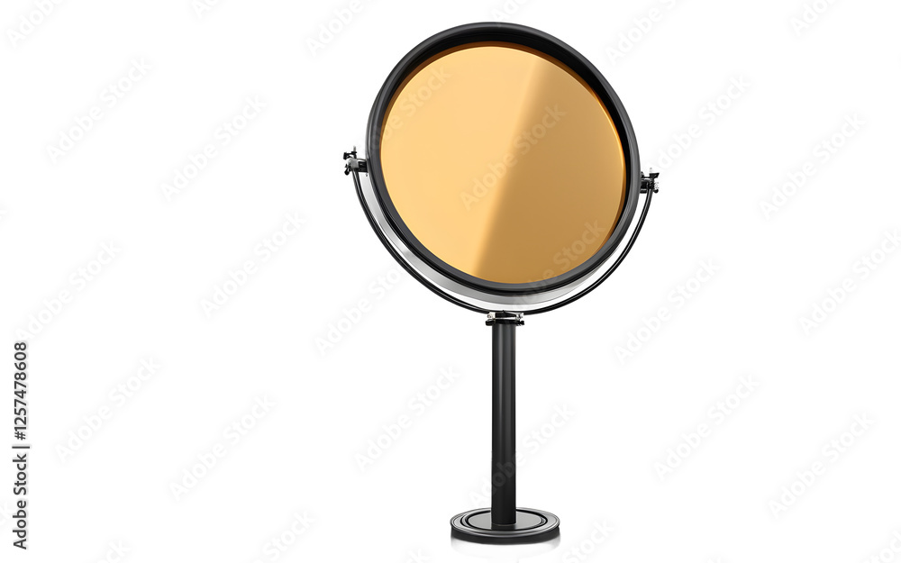 Aufkleber A round convex traffic mirror mounted on a metal pole, isolated on a empty plain background