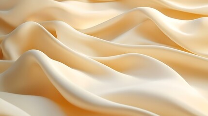 Obraz premium Cream silk fabric drapes, elegant waves, soft texture, luxurious background, ideal for fashion or beauty