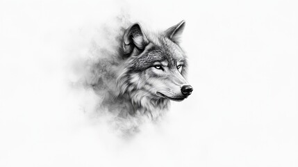 Obraz premium a black and white drawing of a wolf