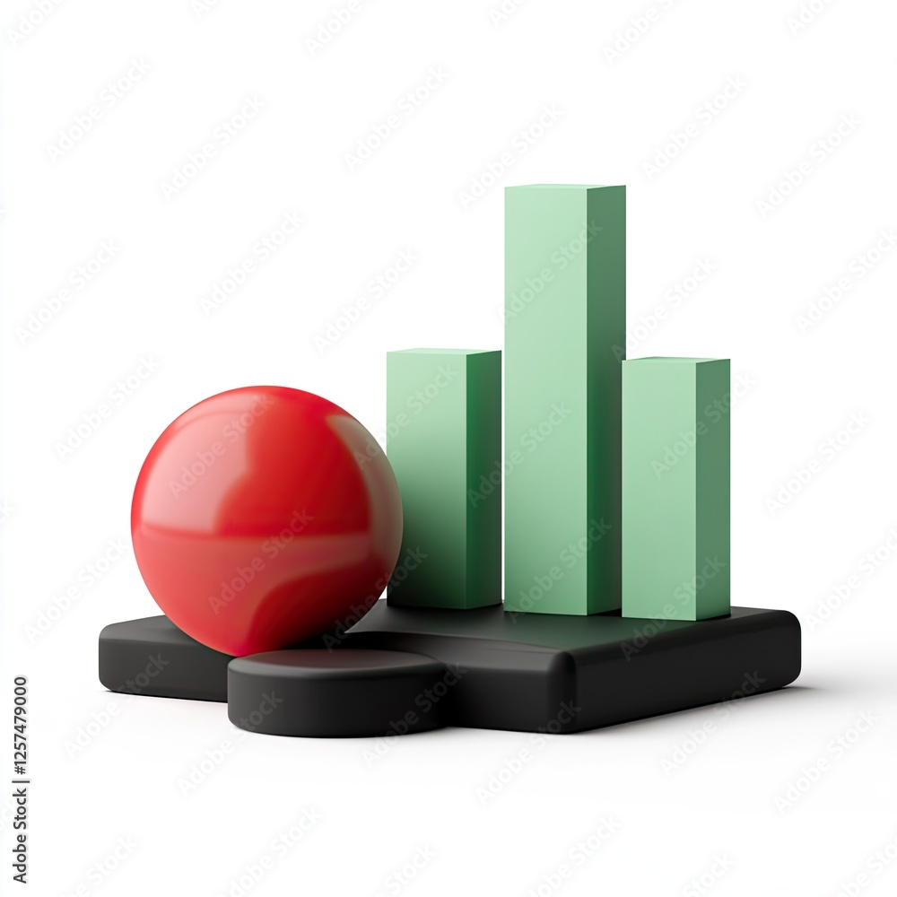 Poster 3d graph puzzle piece with red sphere