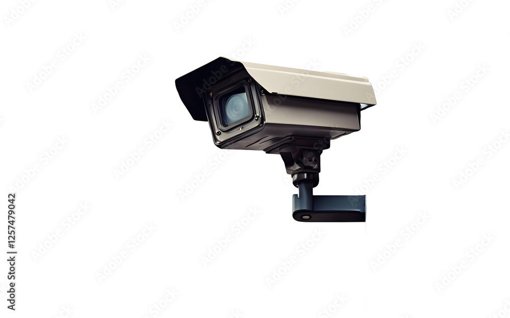 Aufkleber a security camera mounted on a street pole, isolated on a empty plain background