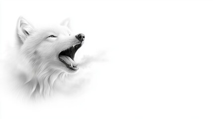 Fototapeta premium a white wolf with its mouth open and its mouth wide open
