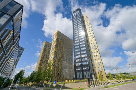 Hochhaust&uuml;rme des EuGH Comenius, Montesquieu und Rocca, Gerichtshof der Europ&auml;ischen Union, Rue du Fort Niedergruenewald, 2925 Kirchberg, Stadt Luxemburg, Gro&szlig;herzogtum Luxemburg
