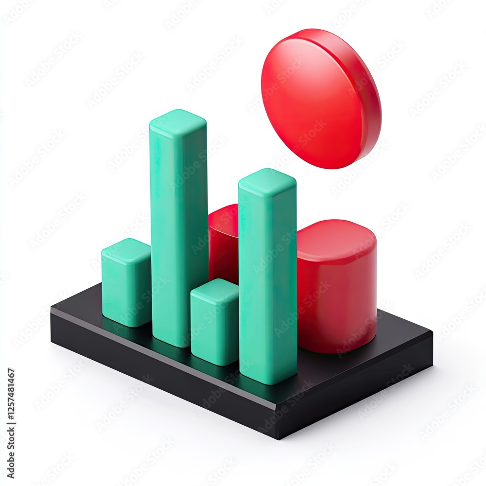 Aufkleber 3d isometric graphic of business growth with a red circle
