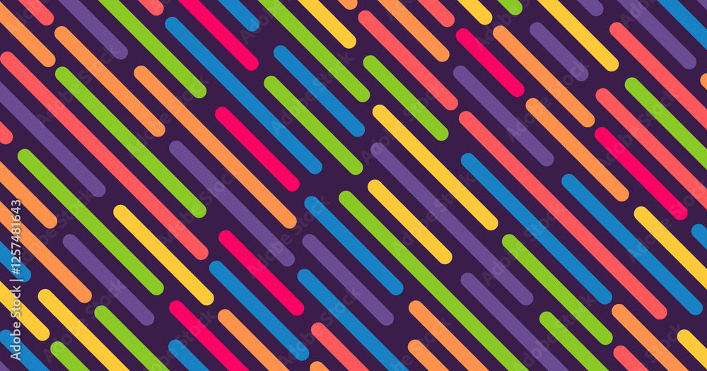 Poster colorful diagonal lines on dark background. modern design creates a dynamic and energetic visual eff