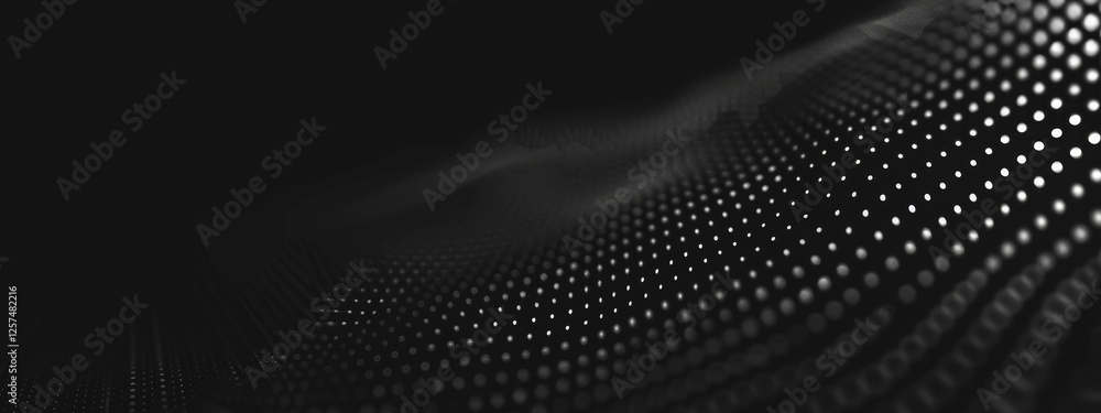 Wall mural abstract modern composition with scattered dots and circles on black background. featuring white spa