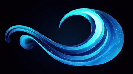 Abstract Blue Wave Swirl:  Digital Art, Glowing, Dynamic, Energetic, Abstract Background
