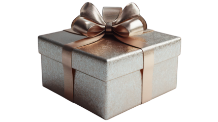 gold and silver gift box with ribbon 3d render icon isolated on white background