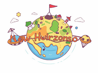 Fototapeta premium Discover New Horizons: Colorful Adventure Map