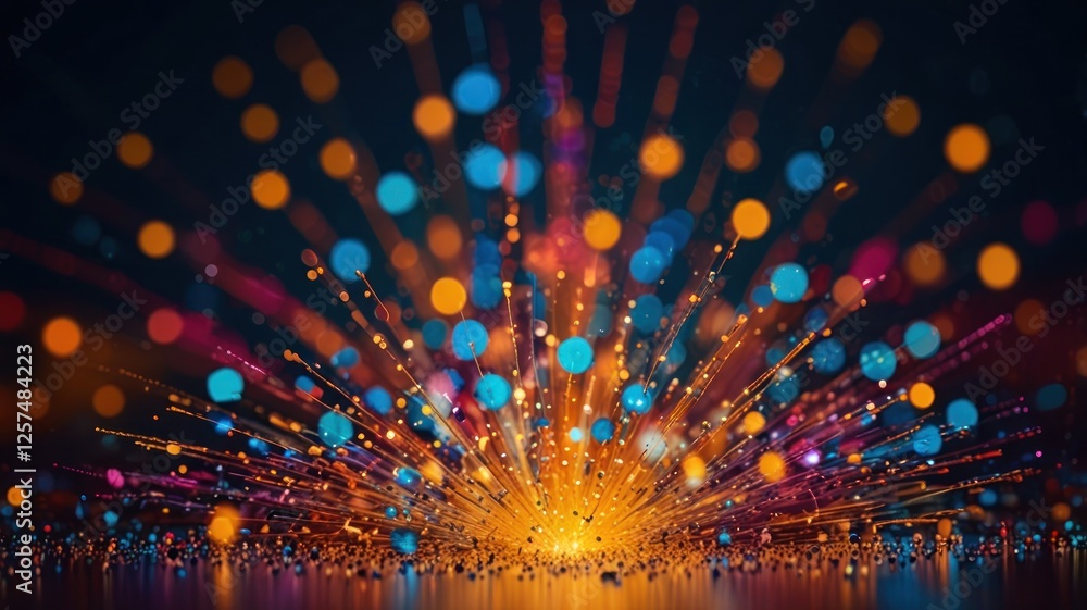 Poster abstract light burst with bokeh effect and vibrant color display