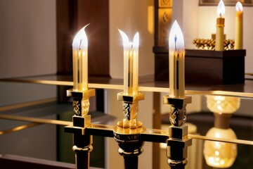 Hanukkah Candles in a Menorah