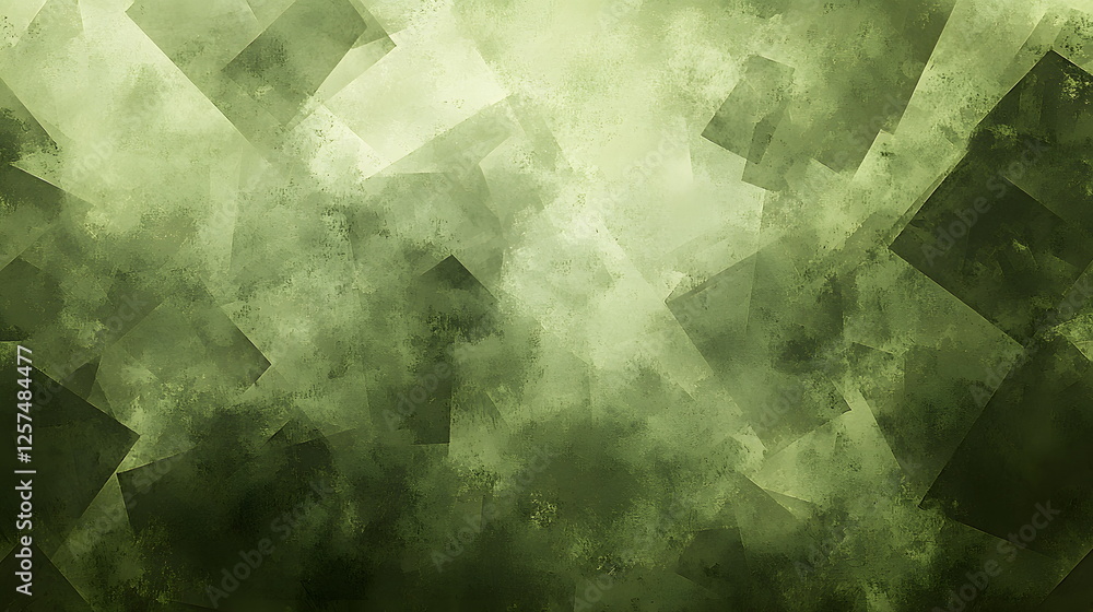 Aufkleber abstract texture artwork in green shades with layered and angular geometric shapes throughout the co