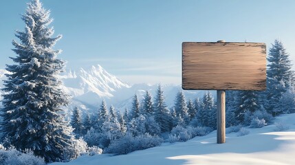 blank sign in winter forest