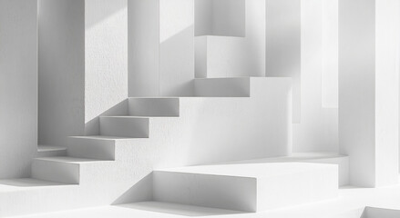 Minimal abstract architectural background with white industrial geometric shapes - modern and futuristic design. Generative AI