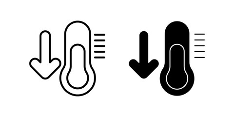 low temperature Icon set. Symbol isolated white background. vector illustration. color editable.