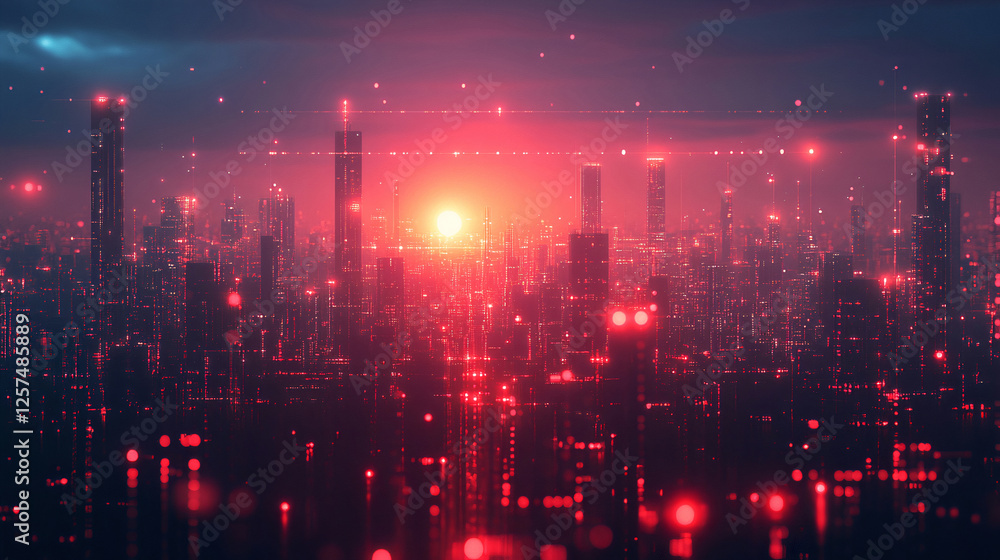 Poster a futuristic background with a sleek, minimalist grid and smooth gradient transition. the glowing li