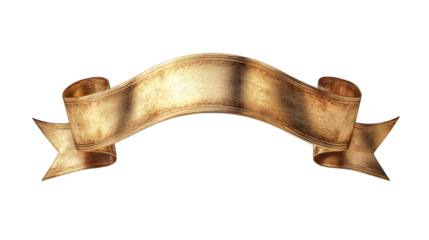 gold banner ribbon 3d render icon isolated on white background