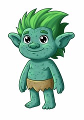 Cartoon troll with green hair and skin.