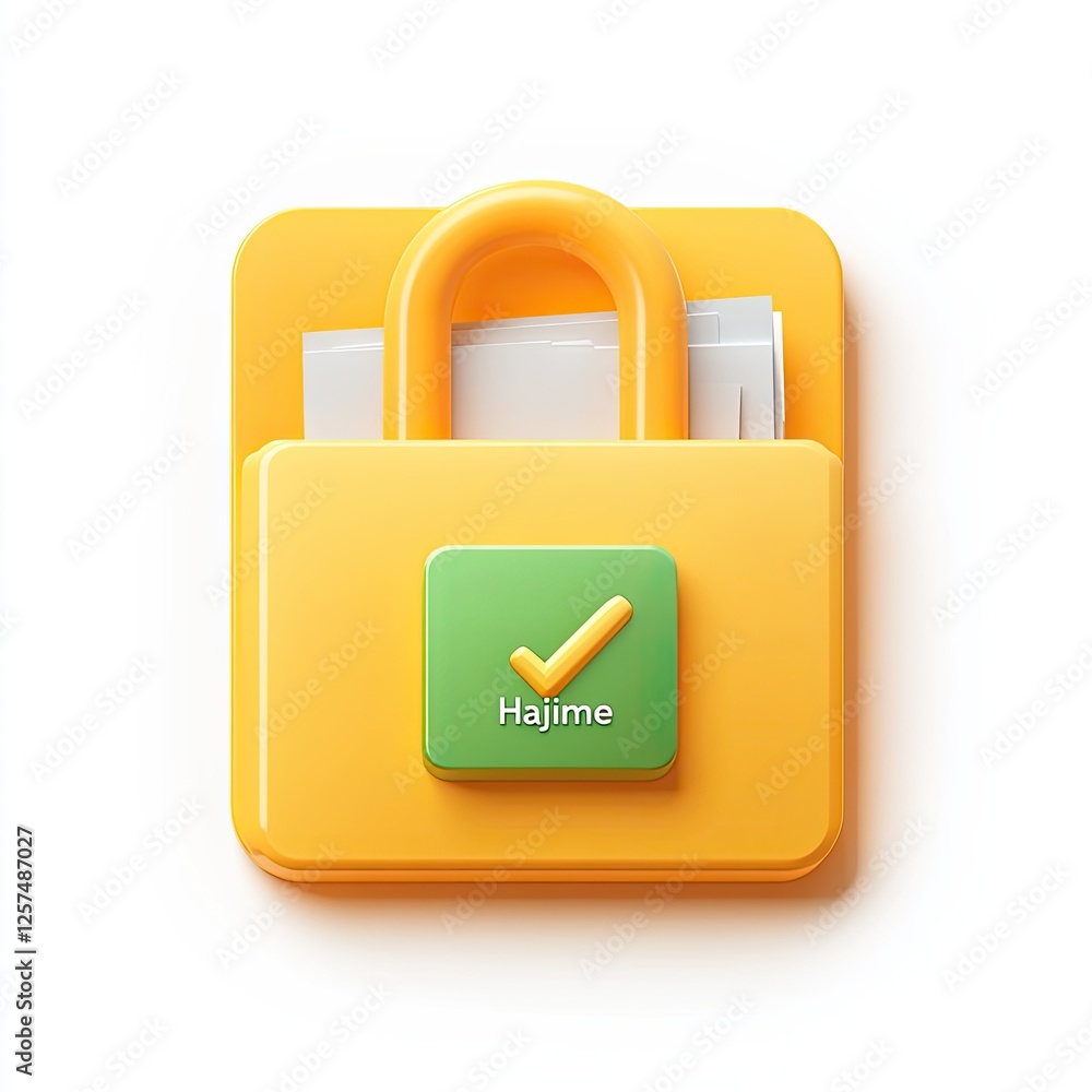 Aufkleber 3D Secure Lock Icon with Documents and Checkmark