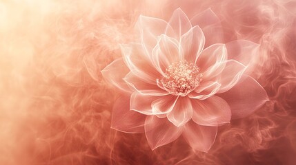 Peach blossom ethereal bloom, smoky background, spa serenity, website header