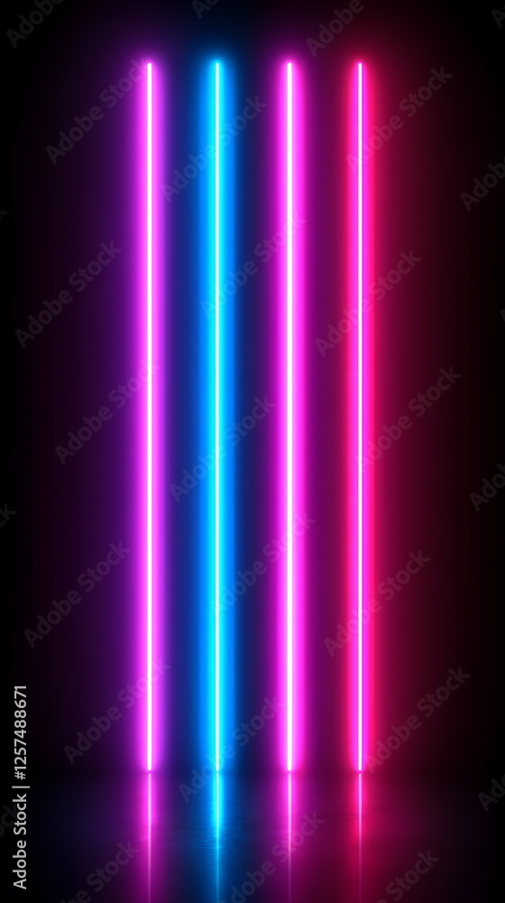Poster vibrant neon lights glowing in dark space creating a captivating colorful background pattern.
