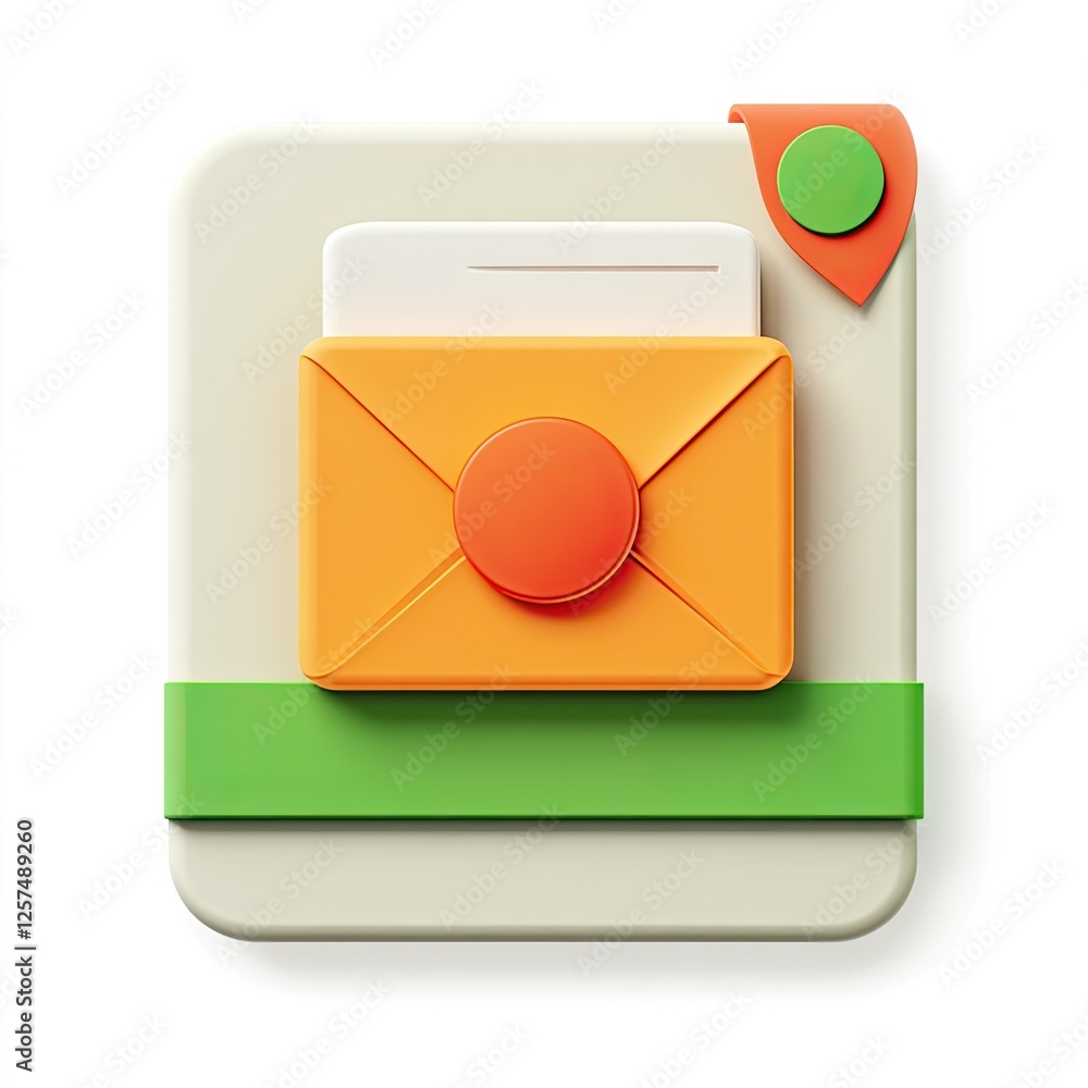 Aufkleber 3d square icon email with location marker