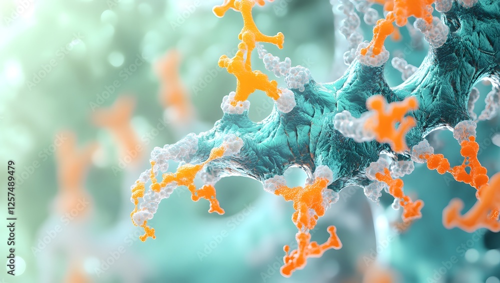 Poster abstract 3d molecular structure, cellular composition, blurred background