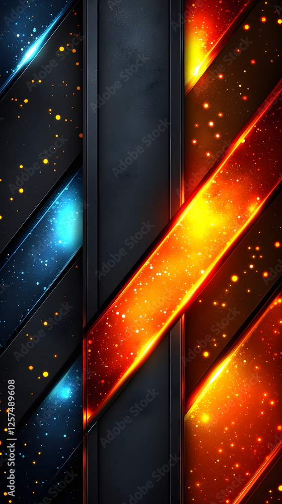 Poster radiant cosmic patterns interwoven with dark elements and vibrant colors creating a stunning visual 