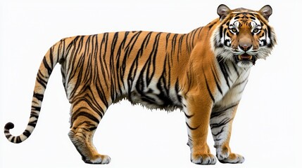 Obraz premium Majestic back view of a royal tiger, standing on a clear transparency.